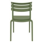Olive Green Marketa Stackable Chair for Indoor and Outdoor Use - Back View