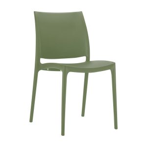 Olive Green Jama Stackable Chair for Indoor or Outdoor Use, Plastic Armchair, Commercial Furniture, Hospitality Furniture