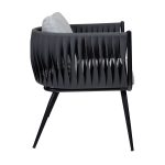 Muzzini Armchair - Matt Black - Side View for Indoor and Outdoor Use, Stacking Armchair, Commercial Furniture, Hospitality Furniture