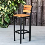 Outdoor Furniture - Thetford Bar Chair - Side View, Indoor & Outdoor Use, Commercial Furniture, Hospitality Furniture, Metal and Wooden Commercial Chair