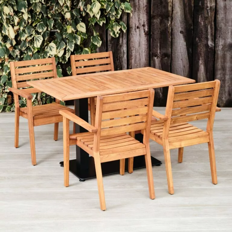 Thetford Rectangular Pedestal Table with Rectangular Base. Suitable for Indoor & Outdoor Use. With Thetford Armchairs