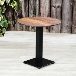 Bronze Rockingham Pedestal Table with Square Base and Round Top. Suitable for Indoor & Outdoor Use, Commercial Furniture, Hospitality Furniture