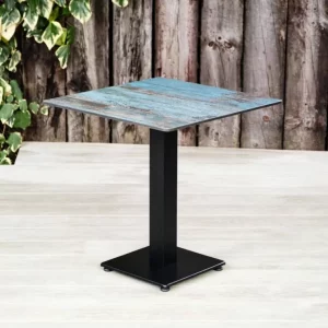Teal Rockingham Square Pedestal Table with Square Base. Suitable for Indoor & Outdoor Use.