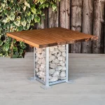 Outdoor Square Gabion Table with Atlantic Stone Filling For Use Outdoors Only
