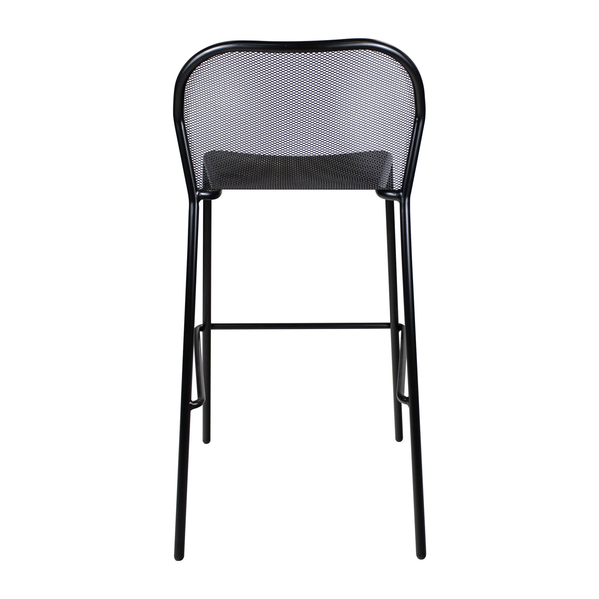 Black Nova Stackable Bar Stool for Indoor and Outdoor Use - Back View