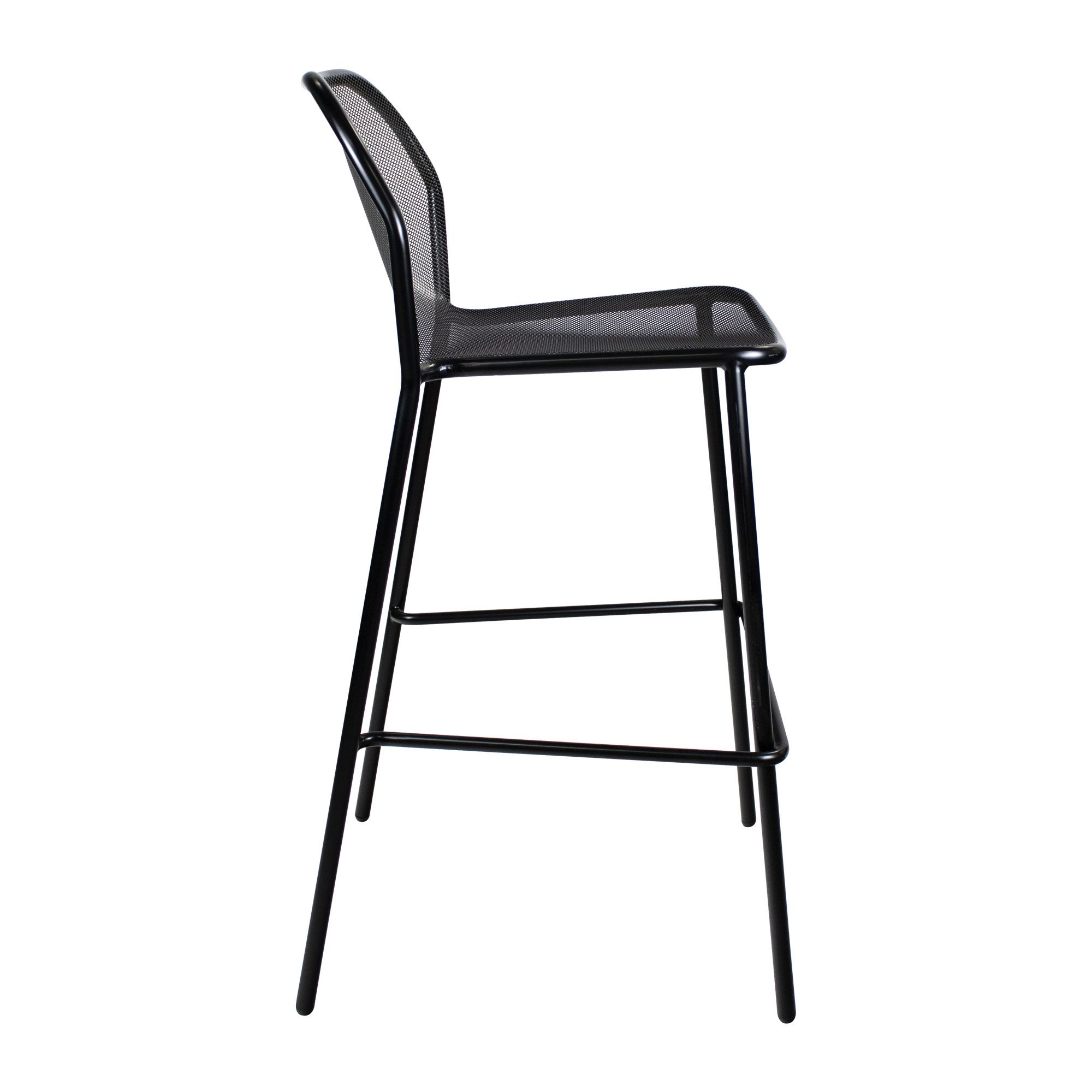 Black Nova Stackable Bar Stool for Indoor and Outdoor Use - Side View