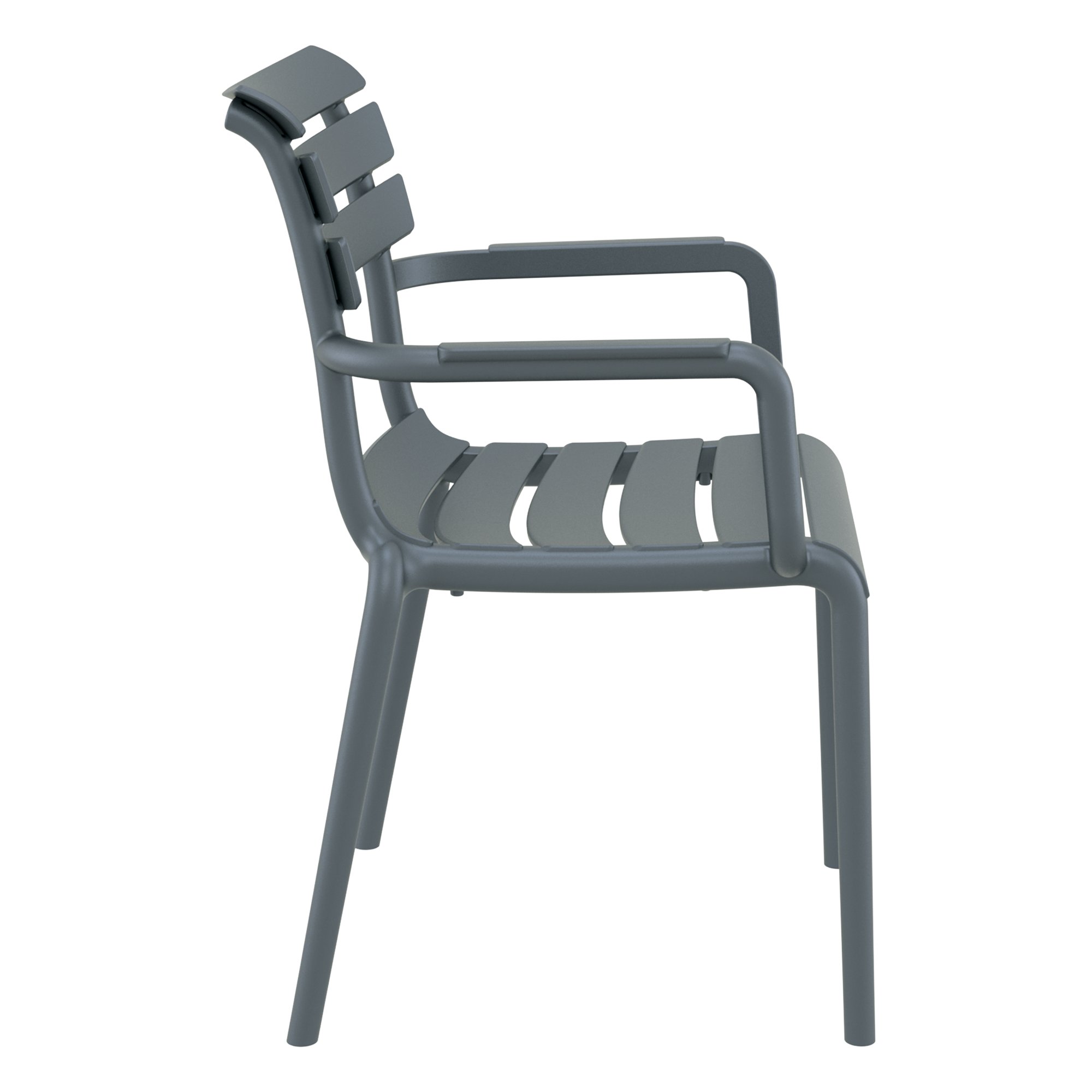 Dark Grey Sofia Stackable Armchair for Indoor and Outdoor Use - Side View