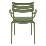 Olive Green Sofia Stackable Armchair for Indoor and Outdoor Use - Back View