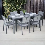 Mortimer Plastic and Aluminium Grey Outdoor Rectangular Table & Chairs
