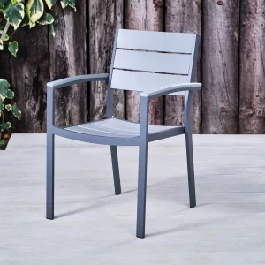 Plastic and Aluminium Grey Outdoor Stackable Armchair - Mortimer Range