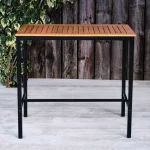 Thetford Rectangular Poseur Table - Front View, Indoor & Outdoor Use, Commercial Furniture, Hospitality Furniture, Metal and Wooden Commercial Poseur Table