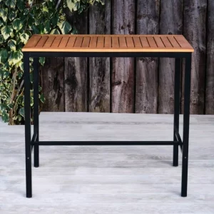 Thetford Rectangular Poseur Table - Front View, Indoor & Outdoor Use, Commercial Furniture, Hospitality Furniture, Metal and Wooden Commercial Poseur Table