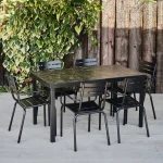 Epping Rectangular Indoor & Outdoor Black Marble Effect Table Top with 6 Hamsterley Armchairs
