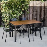Epping Rectangular Indoor & Outdoor Wood Effect Table Top with 6 Hamsterley Armchairs