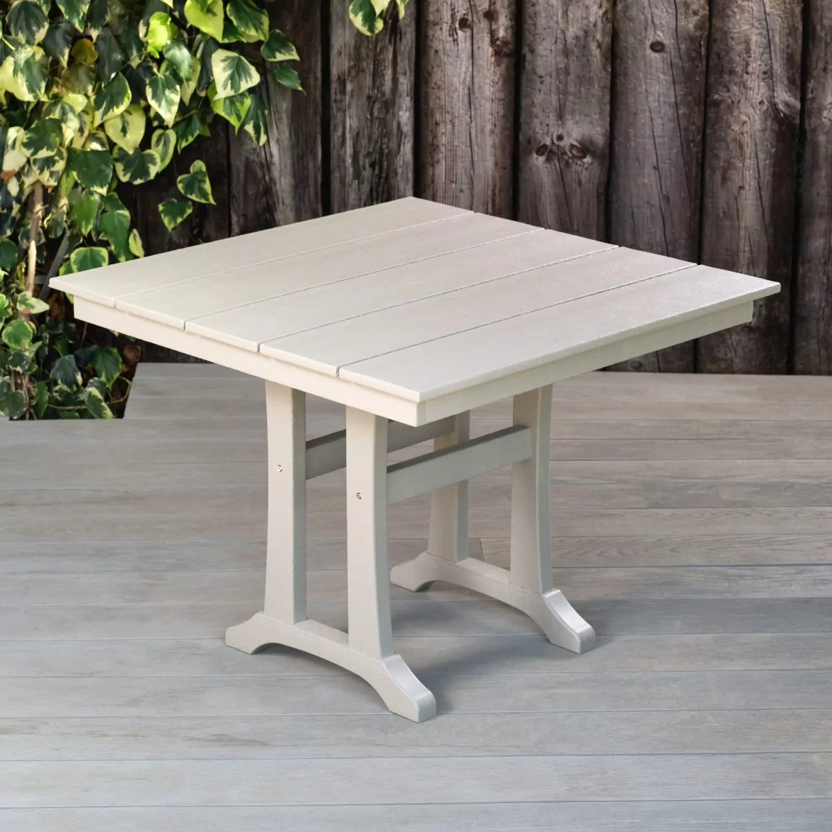 Recycled Plastic Square Outdoor Table - Cream
