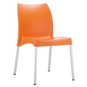 Orange Bella Stackable Chair for Indoors or Outdoors, Plastic and Metal Chair, Commercial Furniture, Hospitality Furniture