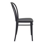 Black Meldrew Stackable Chair for Indoor or Outdoor Use - Side View, Stacking Chair, Commercial Furniture, Hospitality Furniture