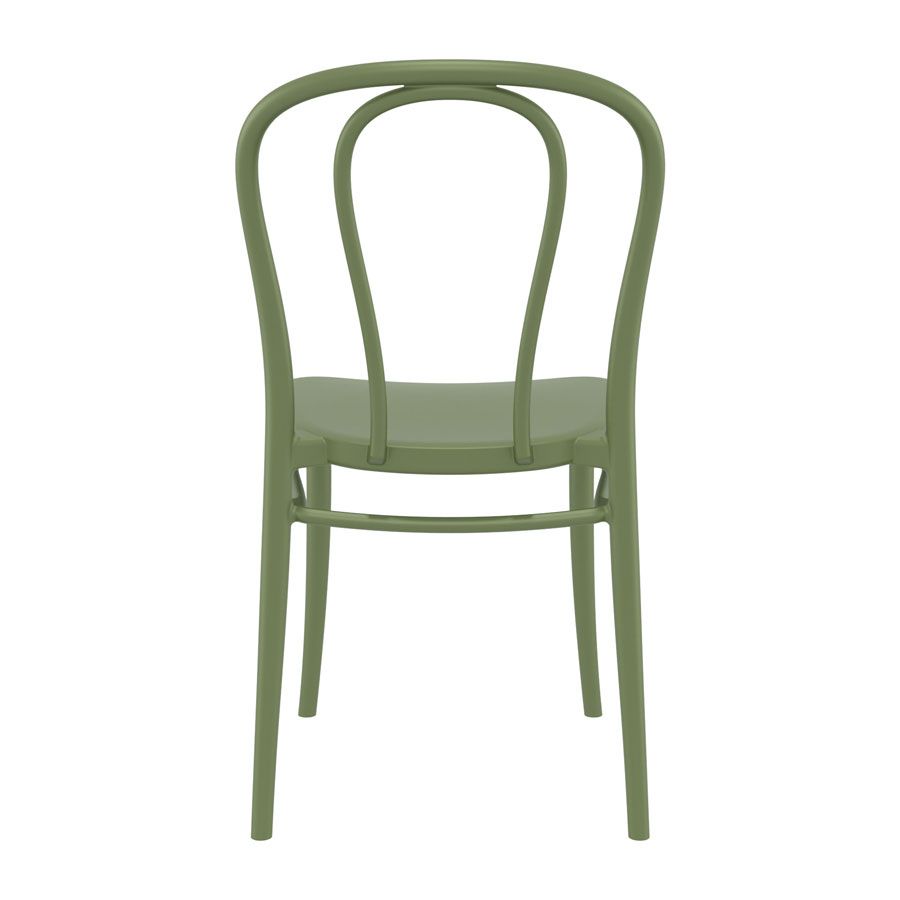 Olive Green Meldrew Stackable Chair for Indoor or Outdoor Use - Back View