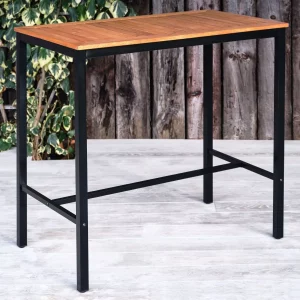 Thetford Rectangular Poseur Table - Metal & Wood, Indoor & Outdoor Use, Commercial Furniture, Hospitality Furniture, Metal and Wooden Commercial Poseur Table