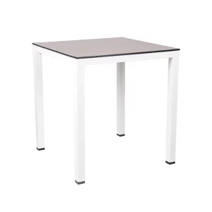 White Frame & Wood Top Biscay Table for Indoor & Outdoor Use, Stacking Table, Commercial Furniture, Hospitality Furniture