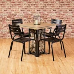 Gabion Square Dining Table, Suitable for Indoor Use Only with Hamsterley Black Armchairs