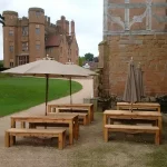 Wooden Bench & Table Sets Whinfell Range for Indoor & Outdoor Use Outside Kenilworth Castle