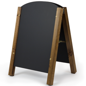 Rounded Top Chalkboard A-Frame Angled, Commercial Use, Chalkboard A-Frames, Wooden Chalkboard
