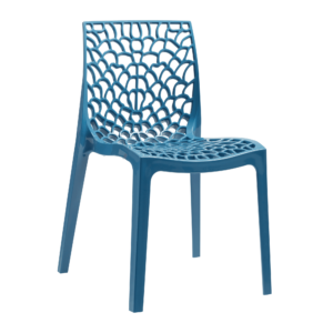 Flora Stackable Chair in Blue, Commercial Furniture, Restaurant Furniture, Hospitality Furniture, Outdoor Furniture, Indoor Furniture, Plastic Finish Chair, Patterned Chair