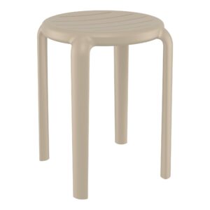 Hardy Low Stackable Stool in Taupe, Commercial Furniture, Restaurant Furniture, Hospitality Furniture, Outdoor Furniture, Indoor Furniture, Metal Stool