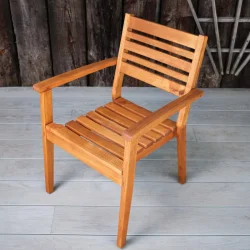 Thetford Stackable Armchair, Range Robinia Wood Outdoor Stacking Armchair - Side View, Indoor & Outdoor Use, Commercial Furniture, Hospitality Furniture, Outdoor Furniture