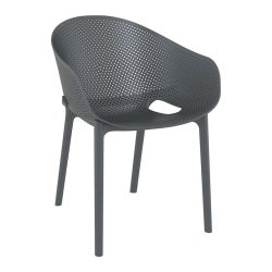 Dark Grey Azure Stackable Armchair for Indoor or Outdoor Use, Plastic Armchair, Commercial Furniture, Hospitality Furniture