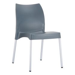 Dark Grey Bella Stackable Chair for Indoors or Outdoors, Plastic and Metal Chair, Commercial Furniture, Hospitality Furniture